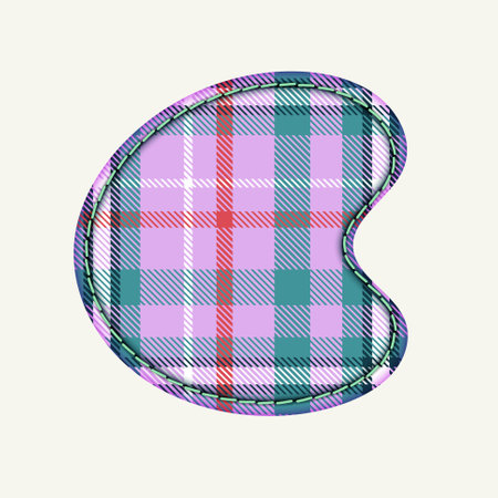 Patchwork hand drawn textile font. Cute textile font for scrapbook or collage design. Patchwork alphabet letter for your decoration with original patternのイラスト素材