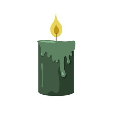 Burning candles. Cute hand drawn hygge interior decorations vector illustration set. Holiday decorative design element. Chtistmas candle boho styleのイラスト素材