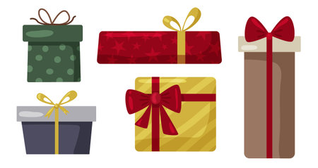 Boho gifts, Christmas gift. Decorative boho color party gifts for birthday celebration, festival and fair decorationのイラスト素材