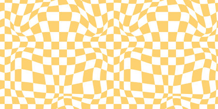Psychedelic checkerboard background. Wavy vector illustrations, trendy psychedelic style and groovy...