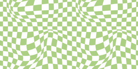Psychedelic checkerboard background. Wavy vector illustrations, trendy psychedelic style and groovy...