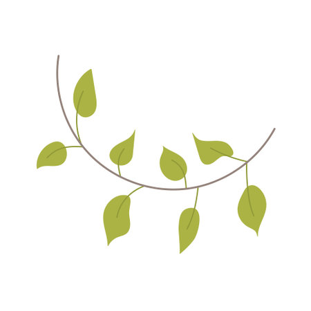 Tropic leaf, flower, colorful handrawn flat illustrationのイラスト素材