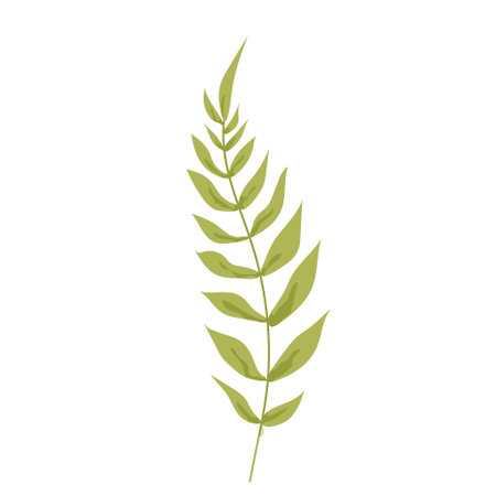 Tropic leaf, flower, colorful handrawn flat illustrationのイラスト素材