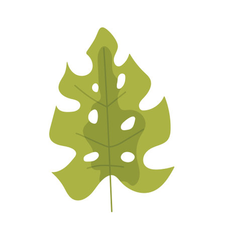 Tropic leaf, flower, colorful handrawn flat illustrationのイラスト素材