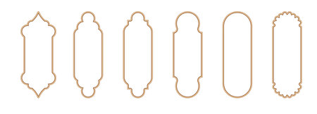 Gold islamic window shape. Arabic door frame. Islamic arhitecture elements of window and doorのイラスト素材