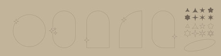 Arch frame aesthetic element, set simple frame and elements, simple aesthetic for you progect, template, posterのイラスト素材