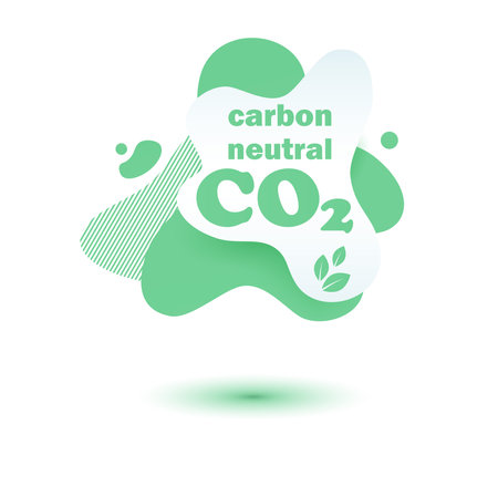Neutral carbon CO2 stamp. Stiker neutral carbon dioxyde footprint .のイラスト素材