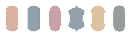 Islamic window boho colors shape. Arabic door shape. Islamic arhitecture elements of window and door.のイラスト素材