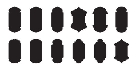 Islamic window shape. Arabic door shape. Islamic arhitecture elements of window and door.のイラスト素材