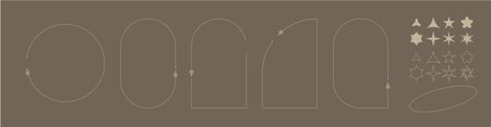 Arch frame aesthetic element, set simple frame and elements, simple aesthetic for you progect, template, posterのイラスト素材