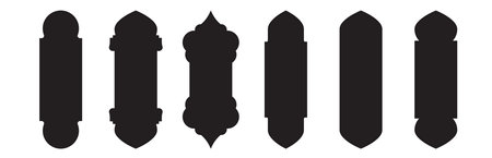 Islamic window shape. Arabic door shape. Islamic arhitecture elements of window and door.のイラスト素材