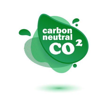 Neutral carbon CO2 stamp. Stiker neutral carbon dioxyde footprint .のイラスト素材