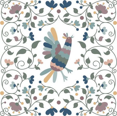 Mexican otomi embrodery seamless pattern. Colorful Mexican Traditional Textile Embroidery Style. Folk otomi style graphic, wallpaper. Festive mexican floral motifのイラスト素材