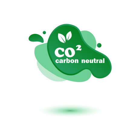 Neutral carbon CO2 stamp. Stiker neutral carbon dioxyde footprint .のイラスト素材