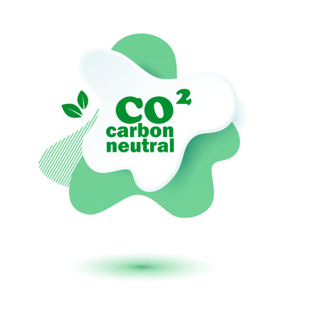 Neutral carbon CO2 stamp. Stiker neutral carbon dioxyde footprint .のイラスト素材