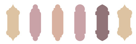 Islamic window boho colors shape. Arabic door shape. Islamic arhitecture elements of window and door.のイラスト素材