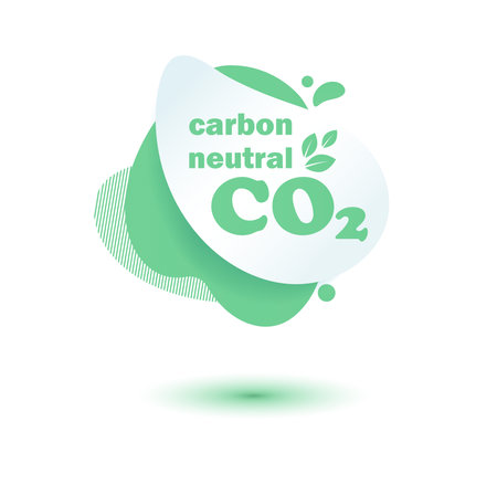 Neutral carbon CO2 stamp. Stiker neutral carbon dioxyde footprint .のイラスト素材