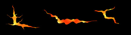 Lava crack. Earthquake and ground cracks, hole effect, craquelure and damaged lava texture. Vector illustrations can be used for topics earthquake, crash, destructionのイラスト素材