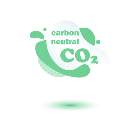 Neutral carbon CO2 stamp. Stiker neutral carbon dioxyde footprint .のイラスト素材