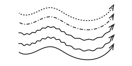 Straight long arrow. Black roughen straight long arrows vector isolated illustration.のイラスト素材