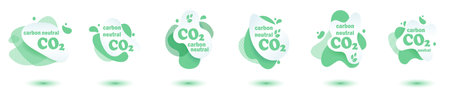 Neutral carbon CO2 stamp. Stiker neutral carbon dioxyde footprint .のイラスト素材
