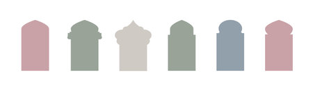 Islamic window boho colors shape. Arabic door shape. Islamic arhitecture elements of window and door.のイラスト素材