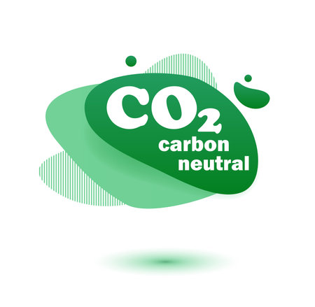 Neutral carbon CO2 stamp. Stiker neutral carbon dioxyde footprint .のイラスト素材