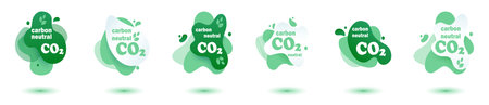 Neutral carbon CO2 stamp. Stiker neutral carbon dioxyde footprint .のイラスト素材