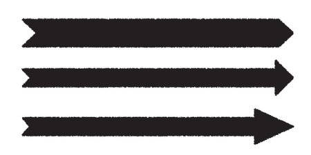 Straight long arrow. Black roughen straight long arrows vector isolated illustration.のイラスト素材