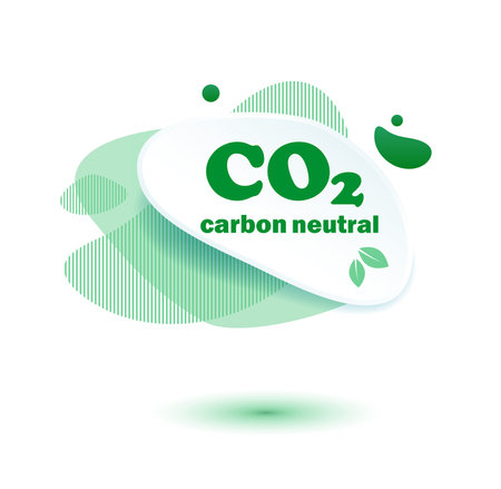 Neutral carbon CO2 stamp. Stiker neutral carbon dioxyde footprint .のイラスト素材