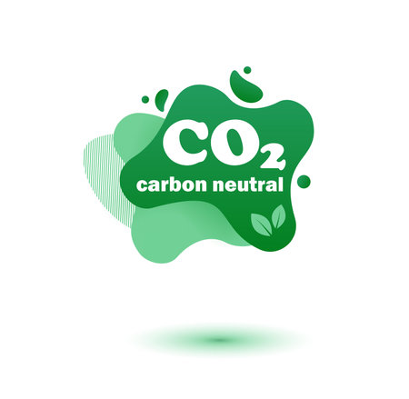 Neutral carbon CO2 stamp. Stiker neutral carbon dioxyde footprint .のイラスト素材