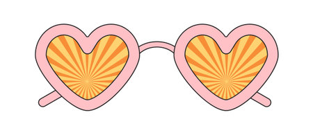 Groovy sunglasses. Collection of hippie sunglasses in trendy groovy styleのイラスト素材
