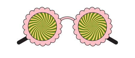 Groovy sunglasses. Collection of hippie sunglasses in trendy groovy styleのイラスト素材