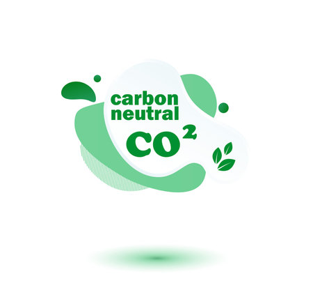 Neutral carbon CO2 stamp. Stiker neutral carbon dioxyde footprint .のイラスト素材