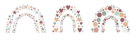 Boho baby rainbow set. Boho color rainbow for your projectのイラスト素材