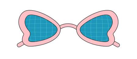 Groovy sunglasses. Collection of hippie sunglasses in trendy groovy styleのイラスト素材