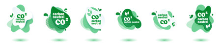 Neutral carbon CO2 stamp. Stiker neutral carbon dioxyde footprint .のイラスト素材