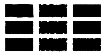 Jagged rectangle. Black simple shape. Rectangle paper template jagged and roughのイラスト素材