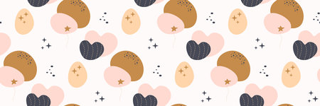 Bohemian baby pattern. Seamless baby pattern in boho styleのイラスト素材