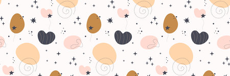 Bohemian baby pattern. Seamless baby pattern in boho styleのイラスト素材