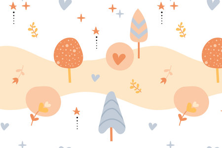 Bohemian baby pattern. Seamless baby pattern in boho styleのイラスト素材