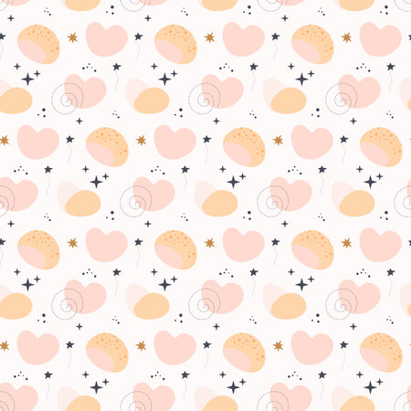 Bohemian baby pattern. Seamless baby pattern in boho styleのイラスト素材