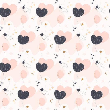 Bohemian baby pattern. Seamless baby pattern in boho styleのイラスト素材
