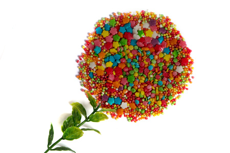 Bright colorful sweet easter powder, easter eatable decor, easter sugar made as flowerの写真素材