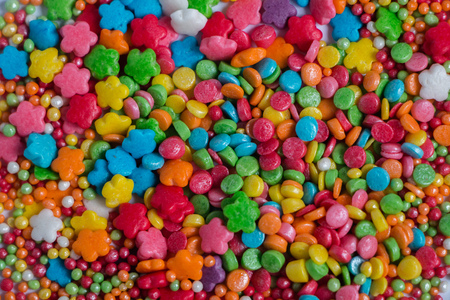 Bright colorful sweet easter powder, easter eatable decor, easter sugarの写真素材