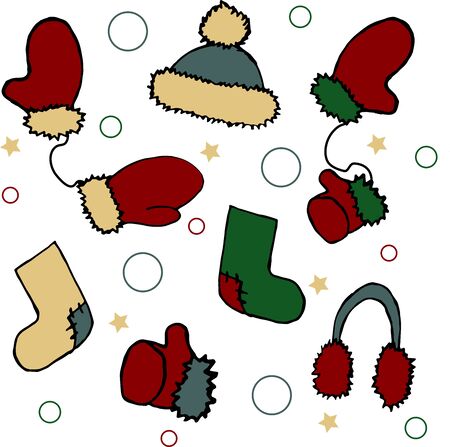 winter clothes: mittens, socks, hatのイラスト素材