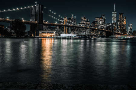 Brooklyn Bridge long exposure during evening rush hour