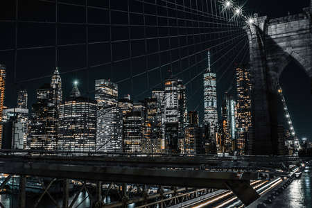 Bridge long exposure with evening rush hour trafficの写真素材