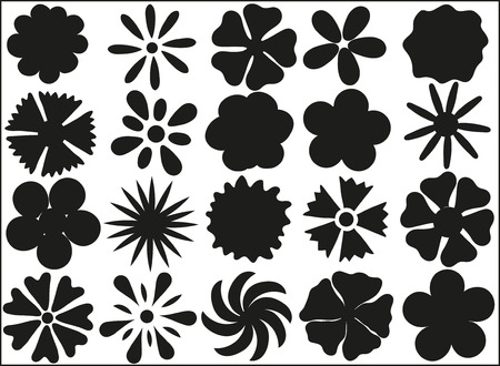 Silhouettes of flowers on a white background in vectorのイラスト素材