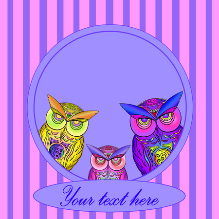 Bright Frame with owlのイラスト素材